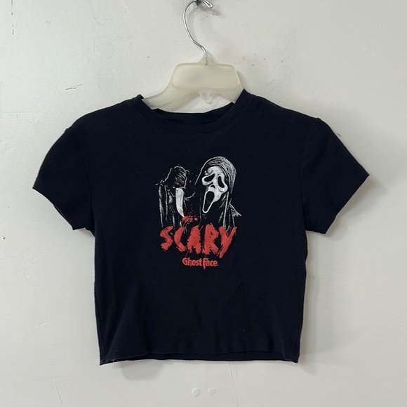 Black Graphic Short Sleeve Tee scream ghost face - Picture 1 of 2